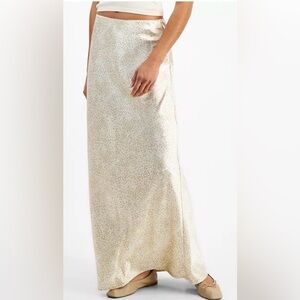 Y2K 90s Animal Print Satin Maxi slip Skirt Picot Lace Trim Elastic Waist NWT XS